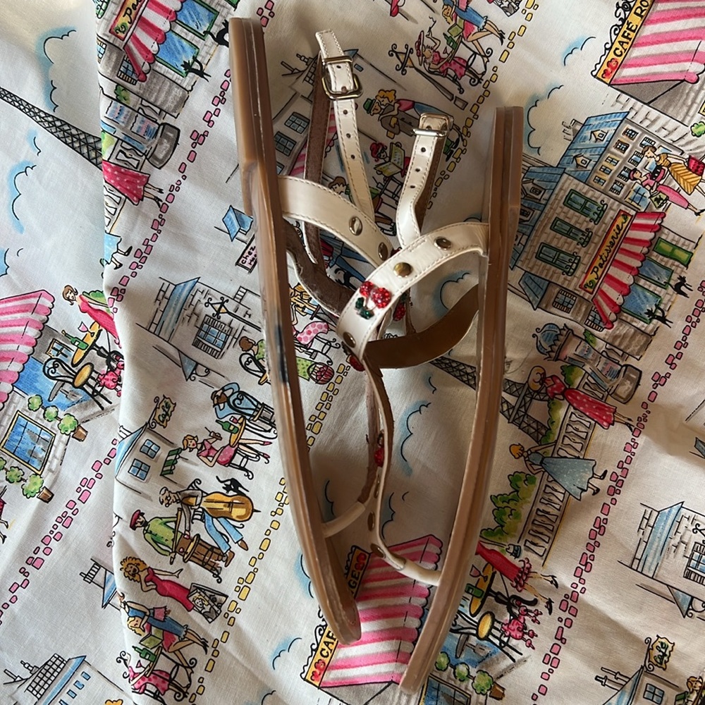 Antonio Melani summer t strap sandals with tiny rhinestone cherries - Picture 11 of 12